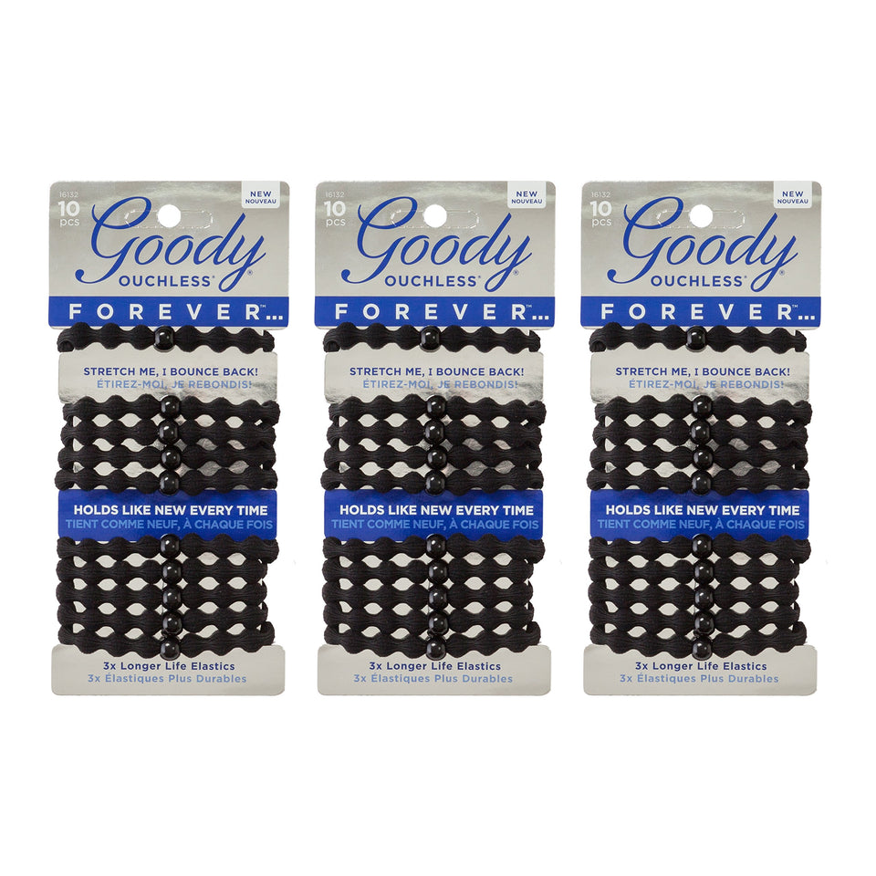 GOODY braided elastic front packaging showing durable three-count convenience
