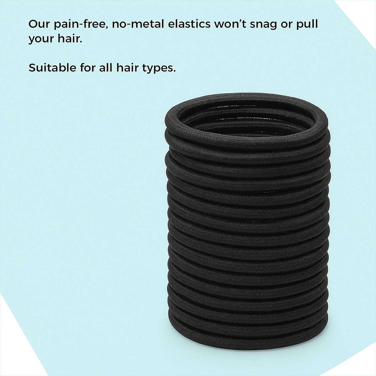 Goody elastics next to ruler showing compact size and portable convenience