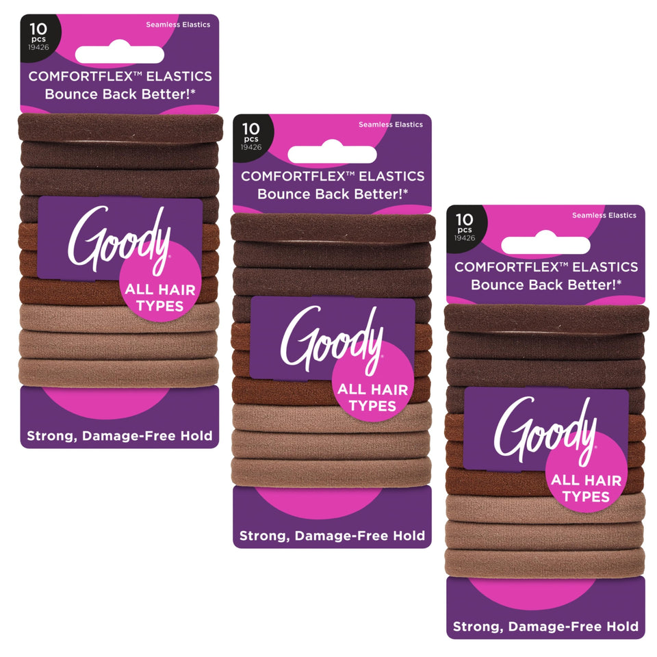Goody front packaging showing brown ComfortFlex elastics and pack count