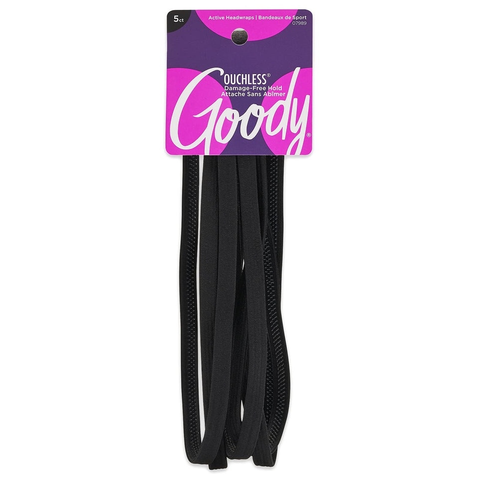 GOODY headwrap front packaging showing five thin black bands and value pack
