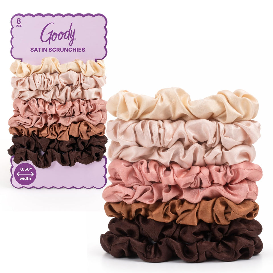 GOODY pink pack front showing eight scrunchies and product branding, stylish gift