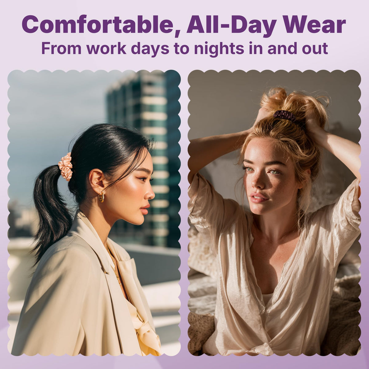 GOODY scrunchie securing a sleek ponytail showing secure hold without creases
