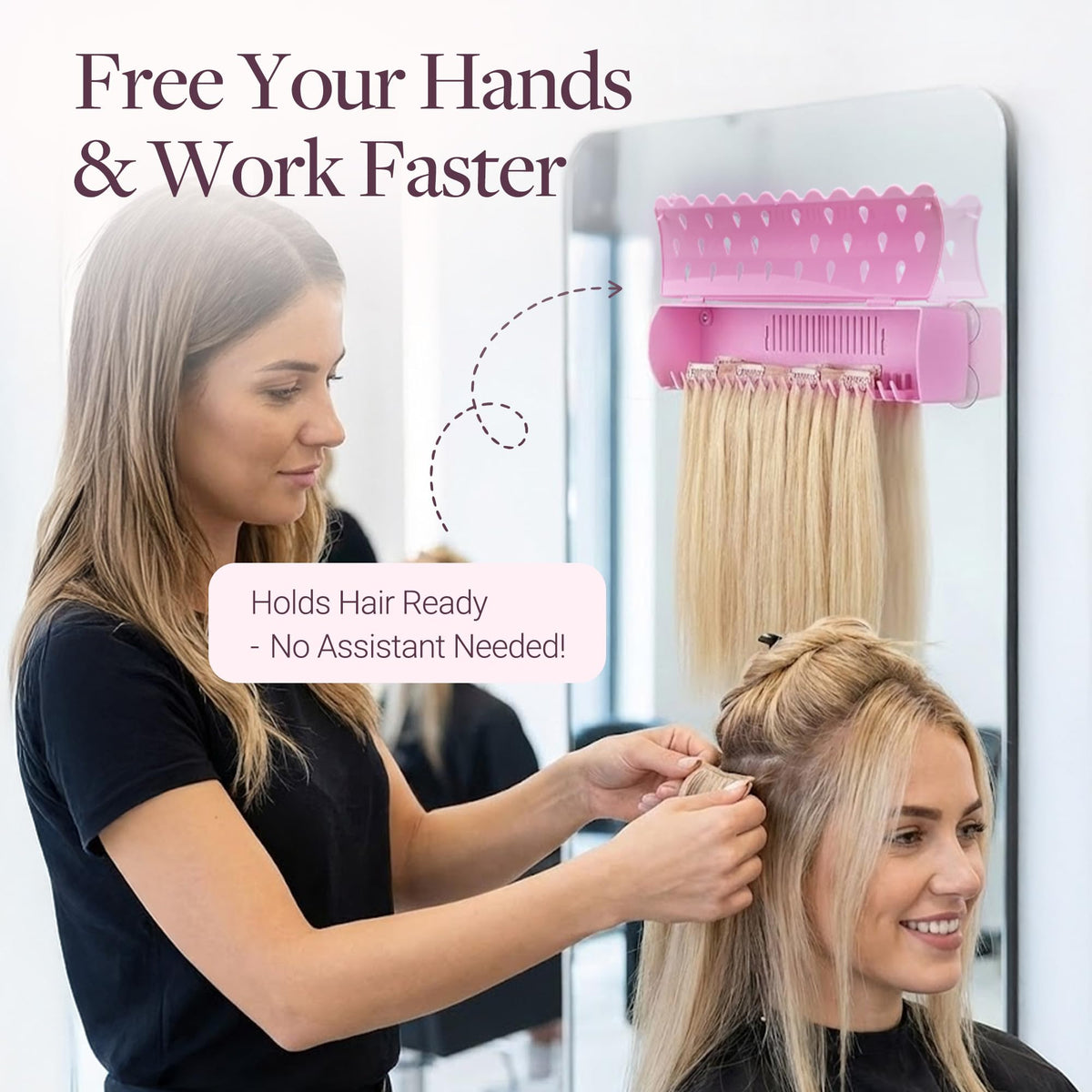 GOO GOO holder mounted with screws for permanent salon stability benefit