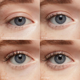 goop Featherlash before and after lashes comparison, demonstrates visible lift and volume