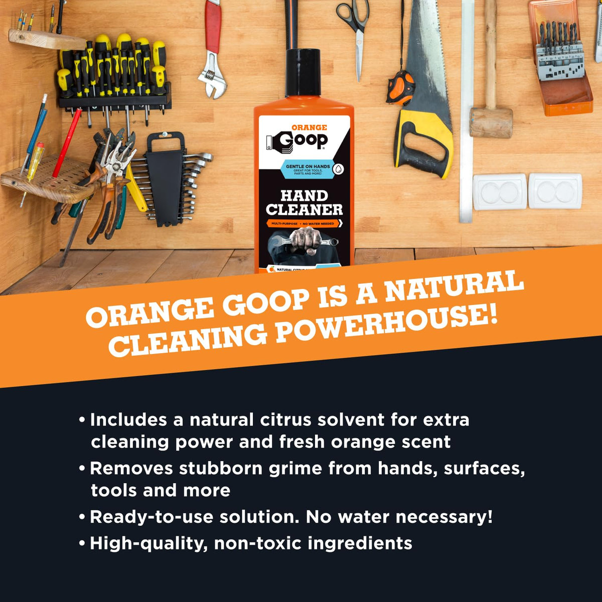 GOOP in use cleaning hands after mechanic work for quick cleanup