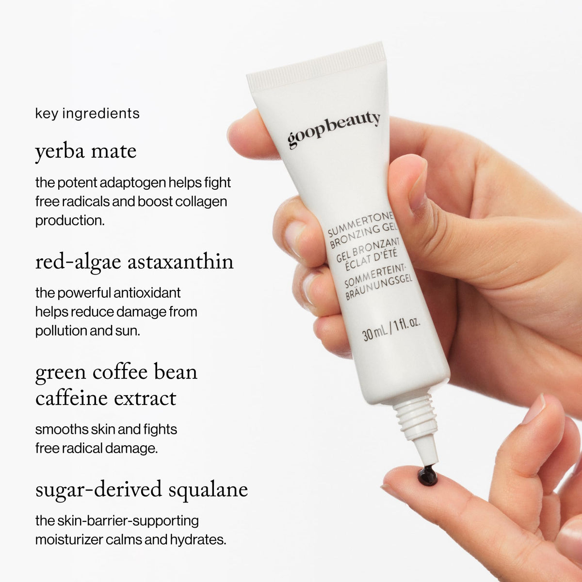 goop Summertone applied with fingers demonstrating quick, natural-looking glow