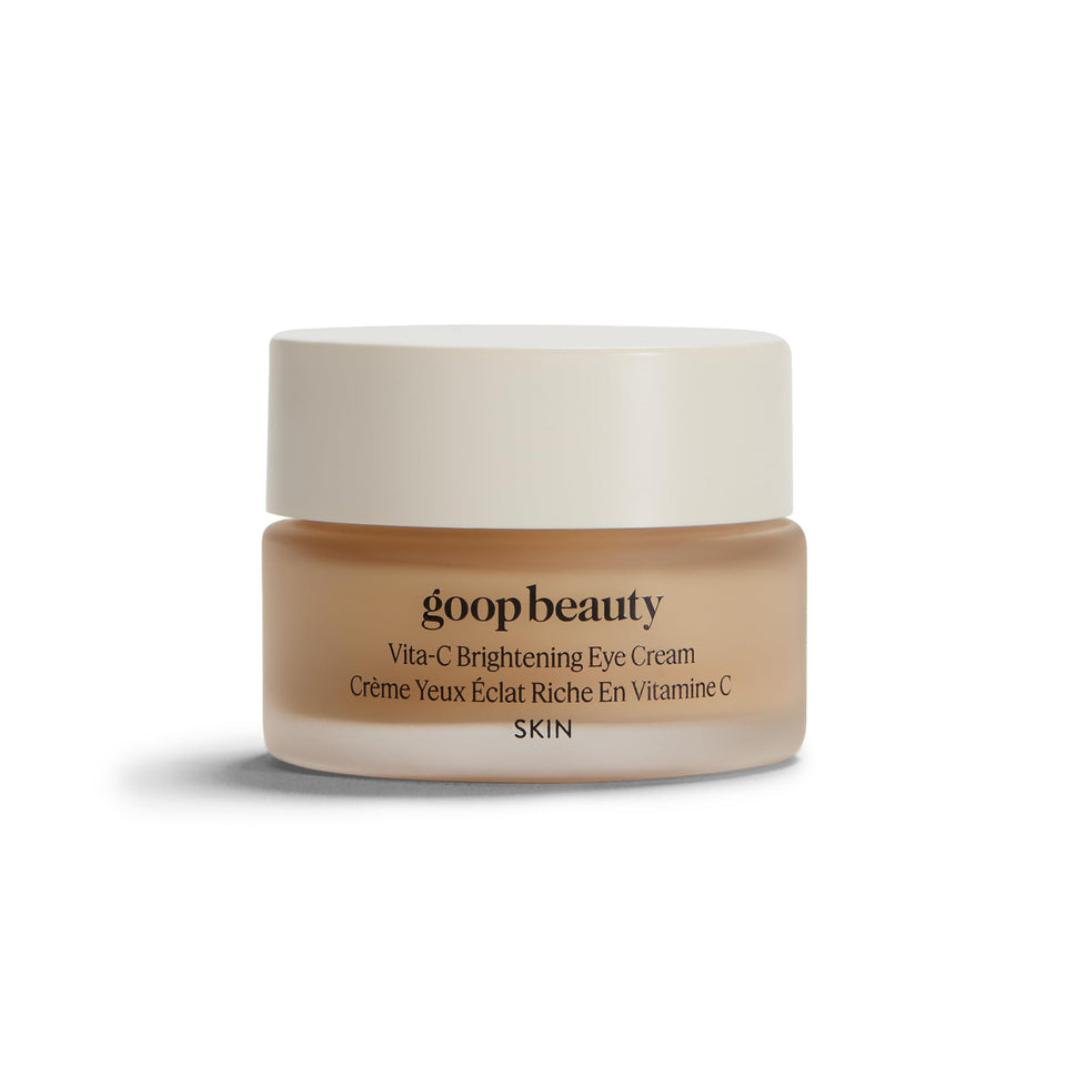 goop Vitamin C Eye Cream front jar showing compact packaging and brightening benefit