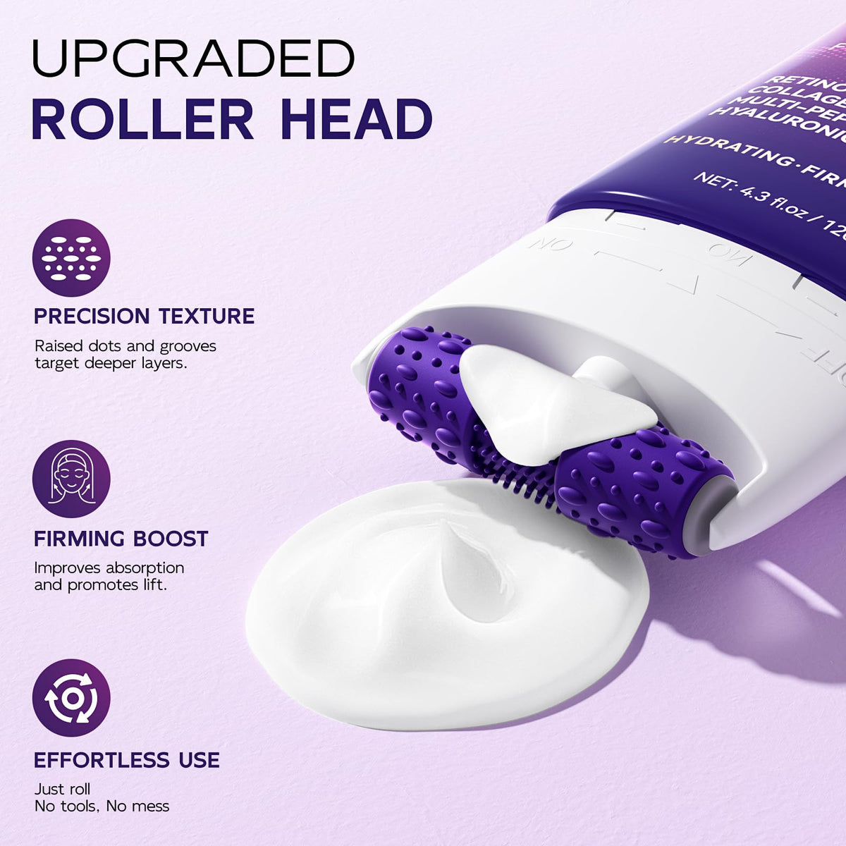 Ingredient label close-up on GOOSURE packaging, emphasizes peptides and retinol content