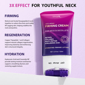 Side-by-side neck comparison after use with GOOSURE, highlights visible smoothing effect