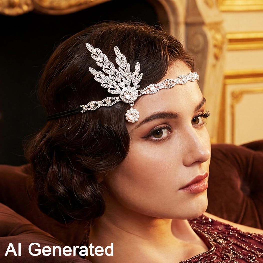 GORTIN side profile of headband showing alloy leaf motif and slim silhouette comfort