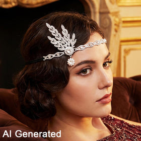 GORTIN side profile of headband showing alloy leaf motif and slim silhouette comfort