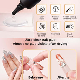 Gosojam being applied to a press-on nail demonstrating fast secure hold