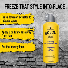 got2b hairstylist creating spikes with spray demonstrating extreme hold benefit