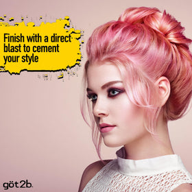 got2b spray on hair close-up showing firm texture and long-lasting styling benefit
