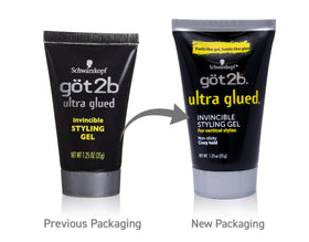 GOT2B gel texture on palm, clear formula for strong hold visible