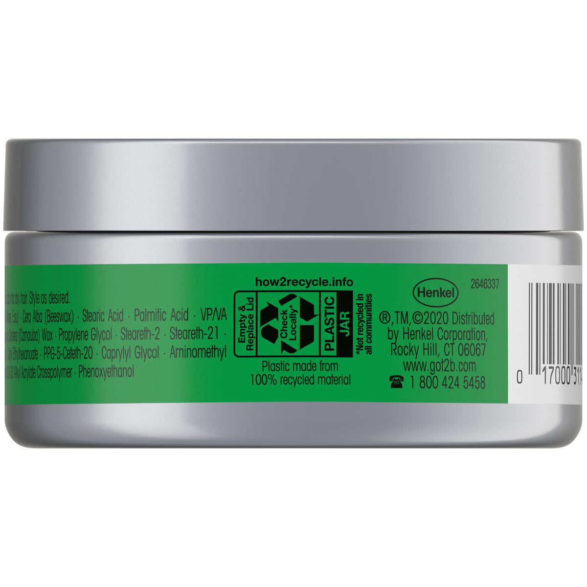 got2b jar next to hand scale showing 2 fl oz size benefit travel-friendly