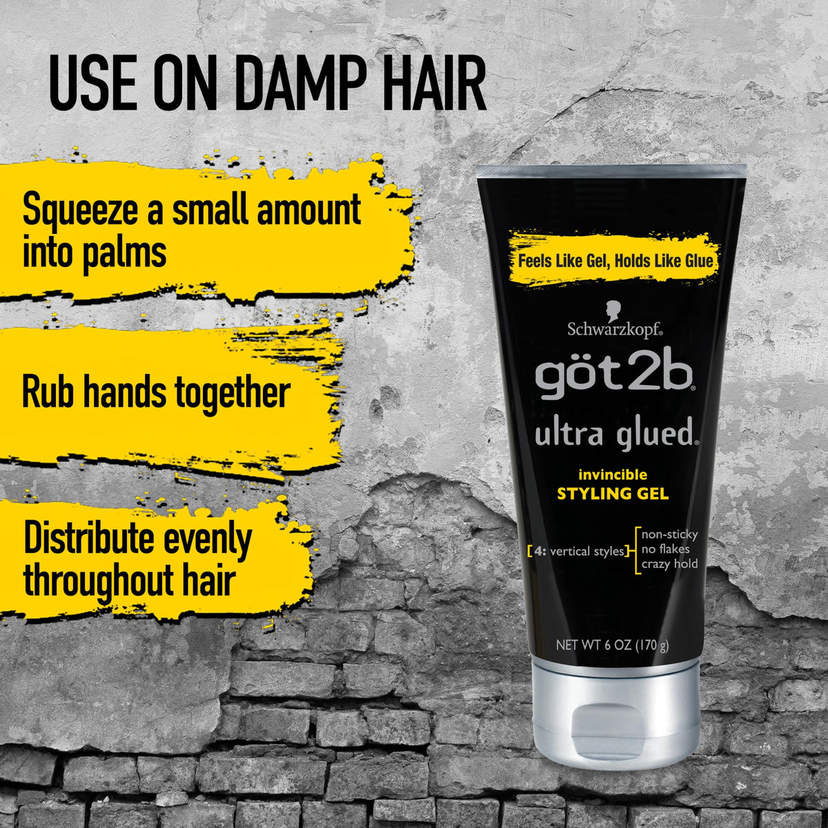 got2b gel texture squeezed from tube showing thick clear gel and strong hold action