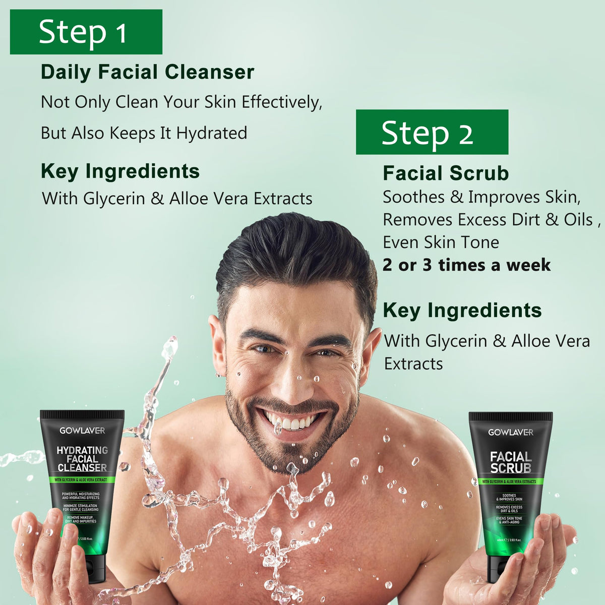 GOWLAVER toner bottle label clear text for prepping skin and improving product absorption