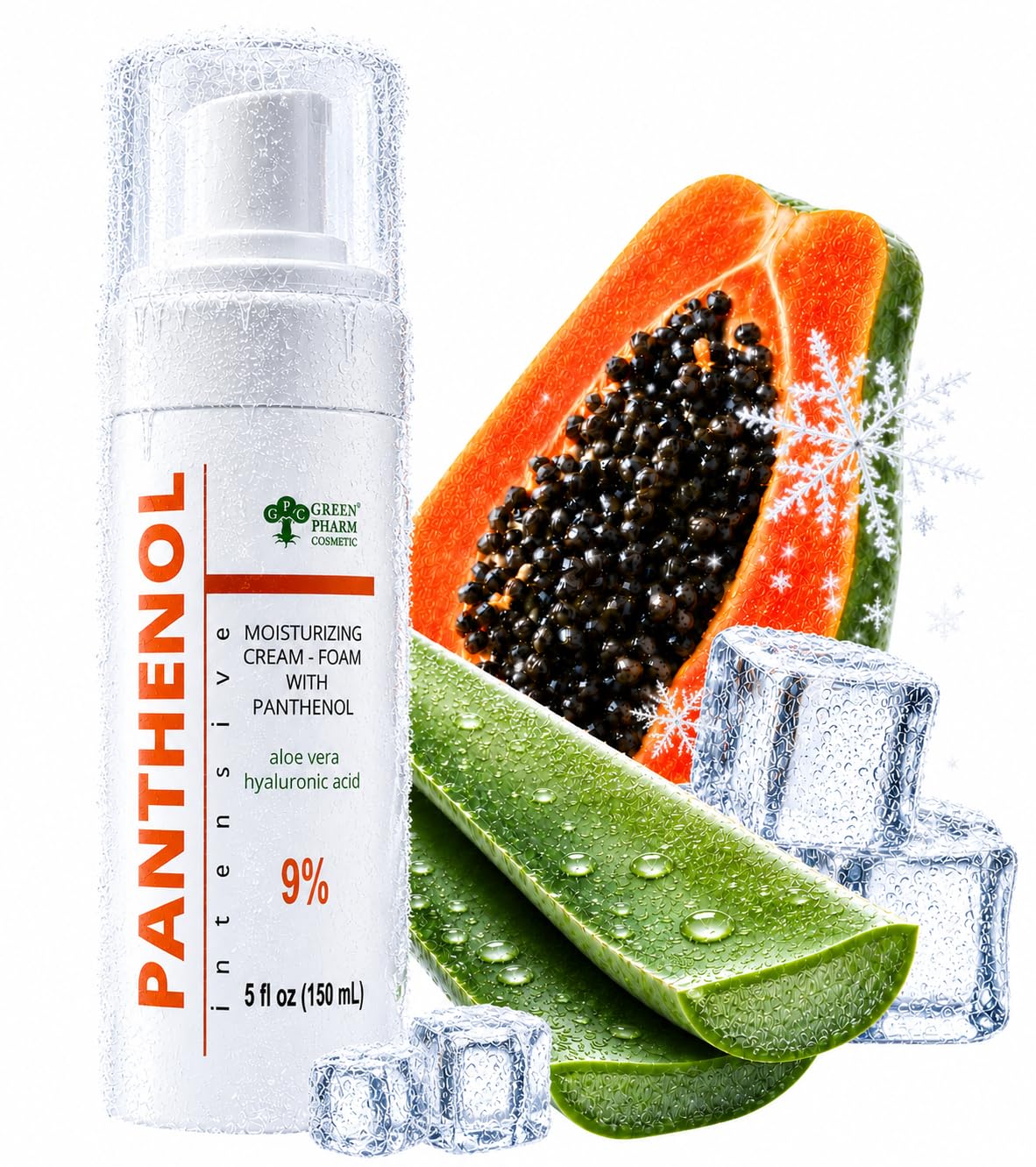 GPC GREEN PHARM COSMETIC front packaging showing calming after‑sun foam