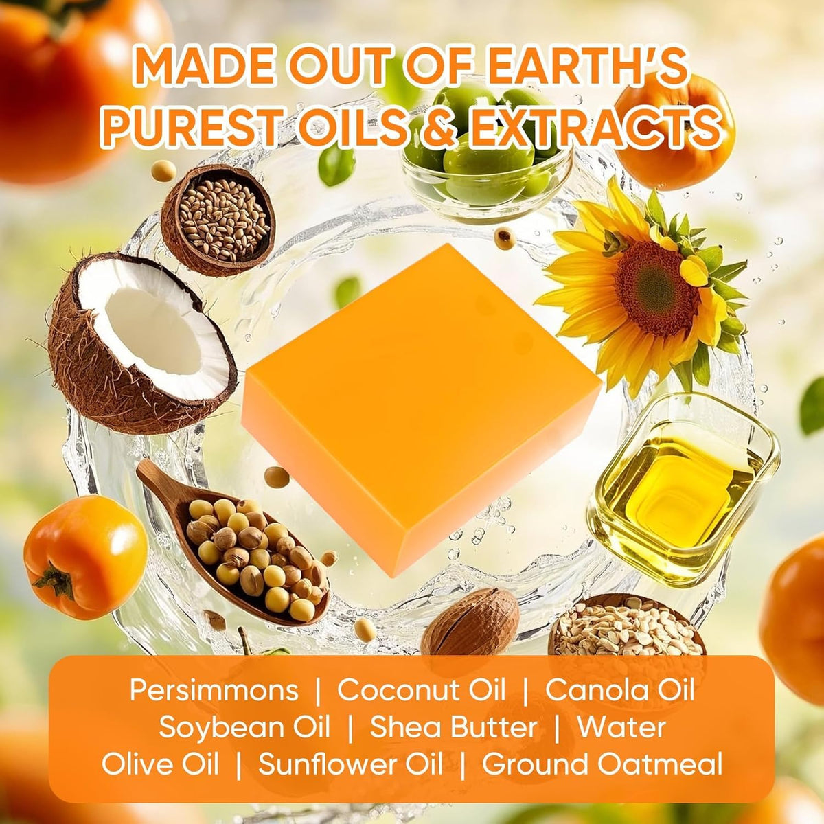 GPP ingredients display with persimmon and oils highlighting natural formulation