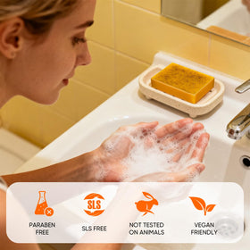 GPP turmeric cleansing pads stacked to show thickness and reliable exfoliation