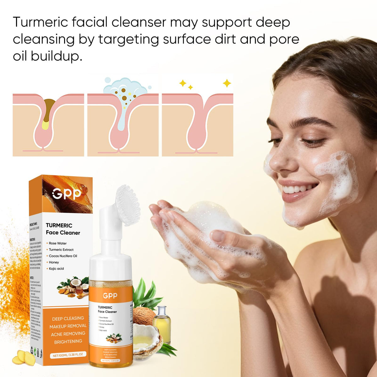 GPP turmeric pads in use removing makeup quickly and leaving skin refreshed