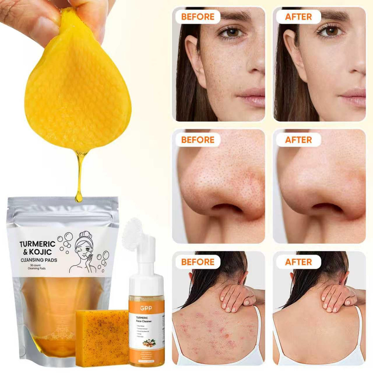 GPP turmeric soap lather detail demonstrating rich foam for effective impurity removal
