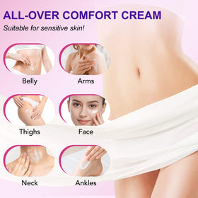 GPUPFJPW woman applying cream to face demonstrating calming hydration