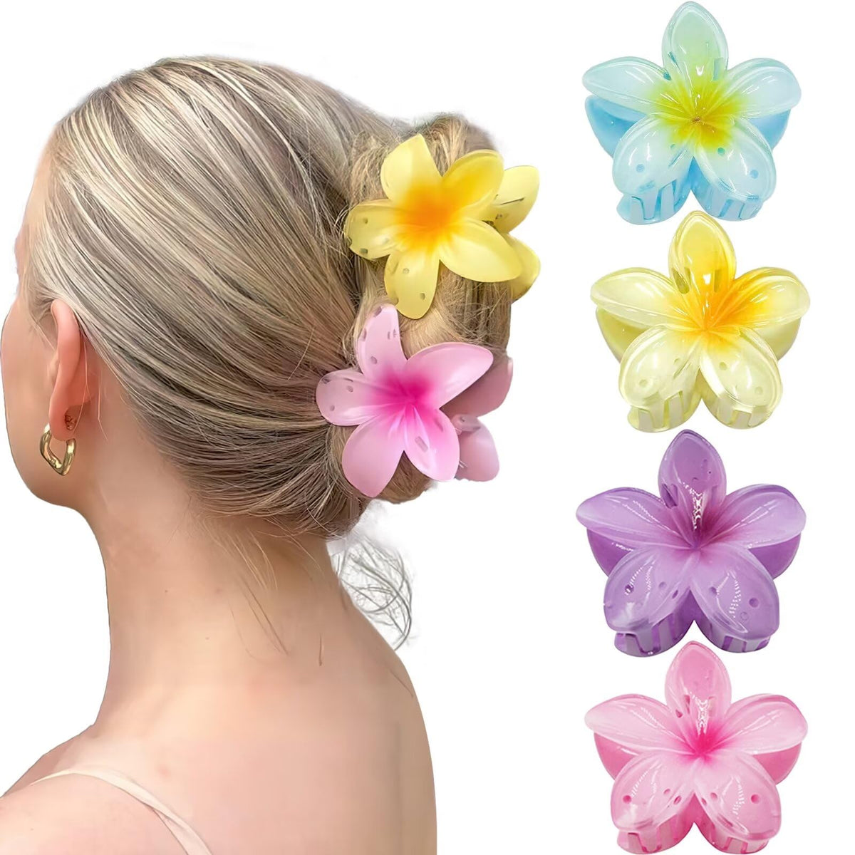 GQLV front packaging showing four colorful flower clips and gift-ready box benefit: presentation