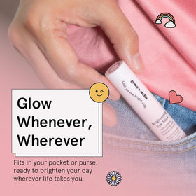 grace & stella applying balm under-eye to reduce puffiness and brighten