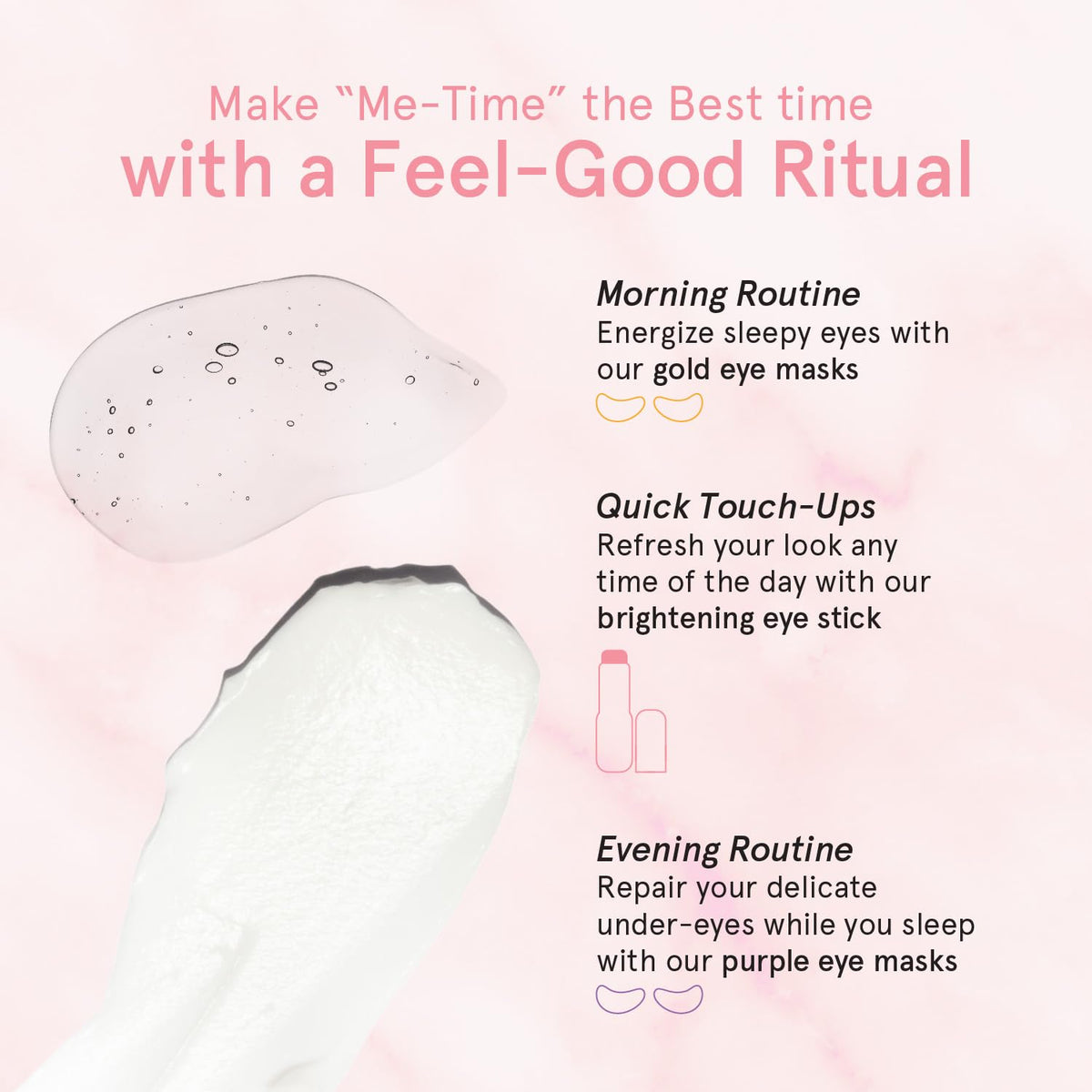 grace & stella before and after under-eye swipe illustrating visible brightening