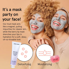grace & stella dead sea mud mask texture on fingers for deep-cleansing benefit
