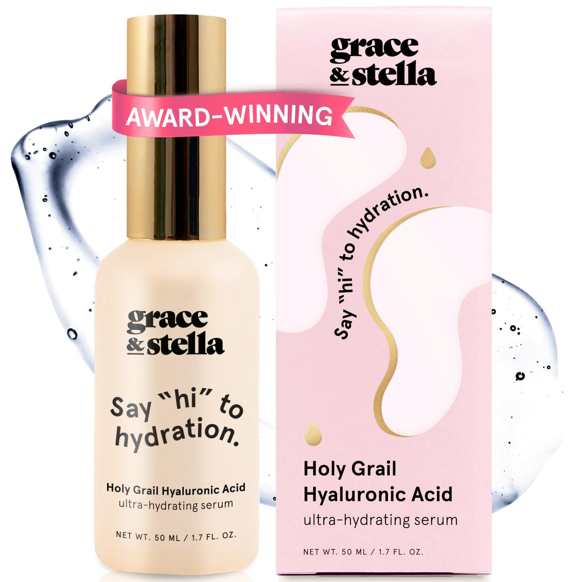 grace & stella front bottle showing sleek design and clear hydration boost