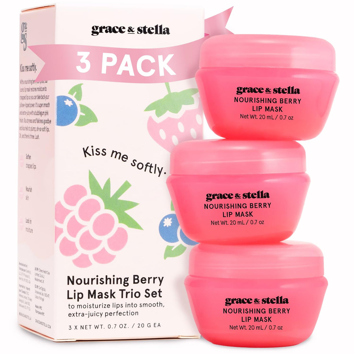 grace & stella front packaging showing award and berry balm benefits