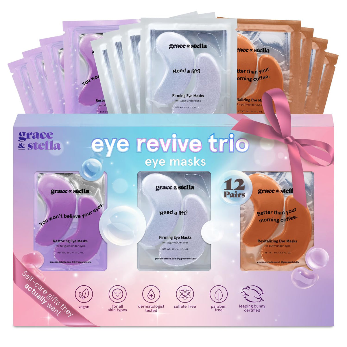 grace & stella front packaging showing 12-pair box and benefits