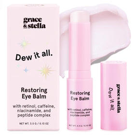 grace & stella front packaging of the under eye brightener stick showing compact design and branding benefit: easy travel use