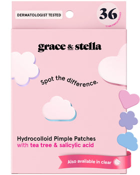 grace & stella front packaging showing 36-count and colorful shapes, clear product benefit