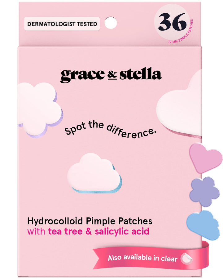 grace & stella front packaging showing 36-count and colorful shapes, clear product benefit