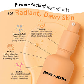 grace & stella ingredient label focused on vitamin C and hyaluronic acid