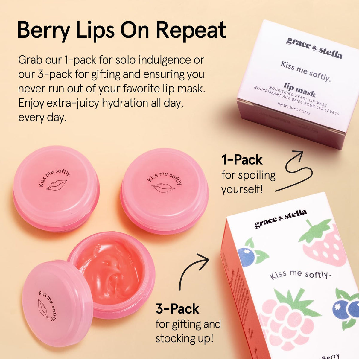 grace & stella applying berry lip butter to lips for instant moisture