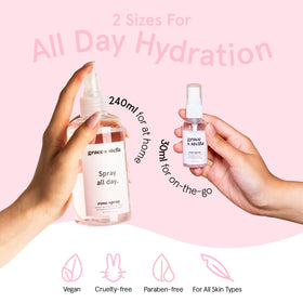 grace & stella used as makeup setting spray demonstrating a natural dewy finish