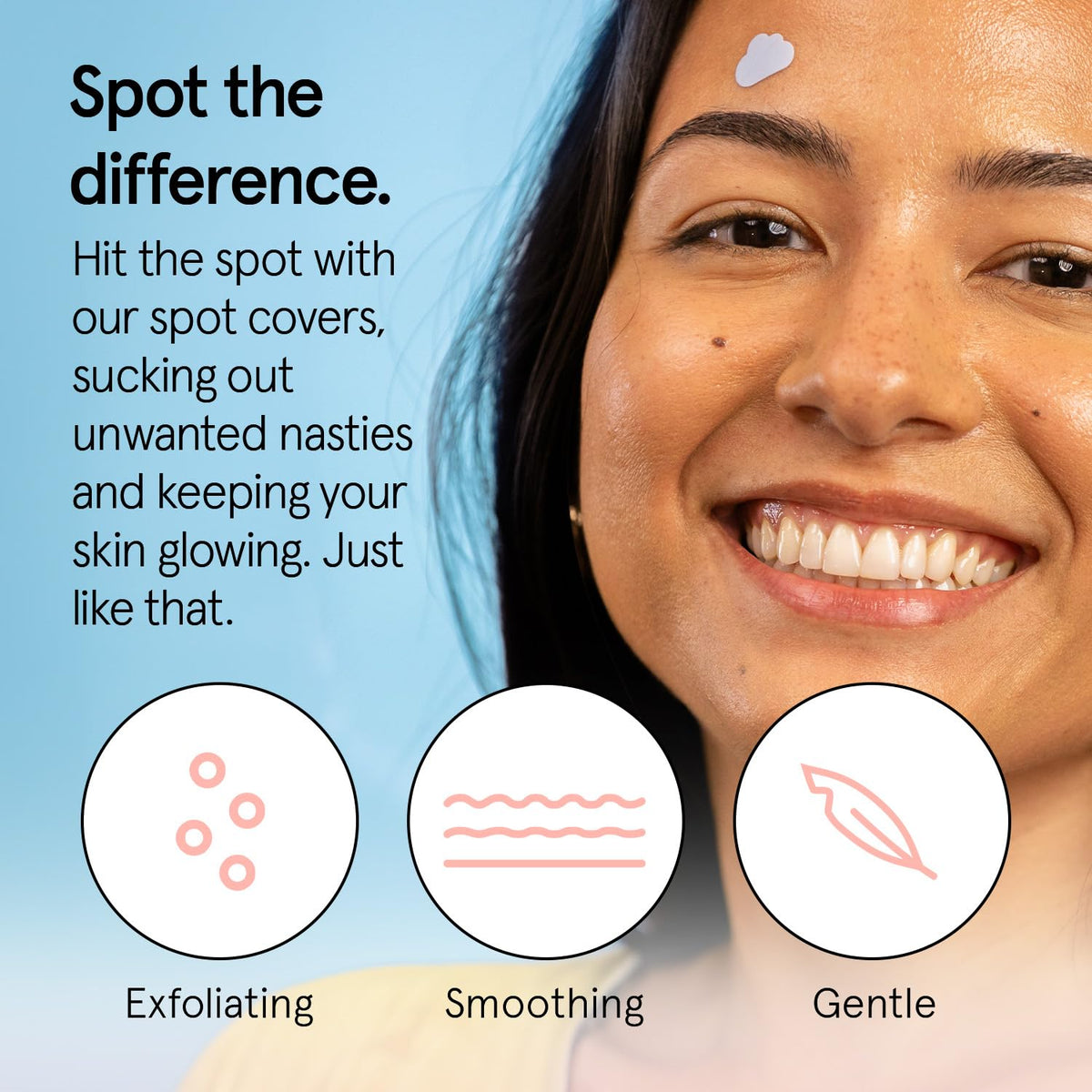 grace & stella close-up of stickers highlighting hydrocolloid surface and absorption benefit