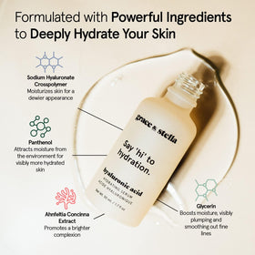 grace & stella applying serum on hand to show immediate hydration and smoother skin feel