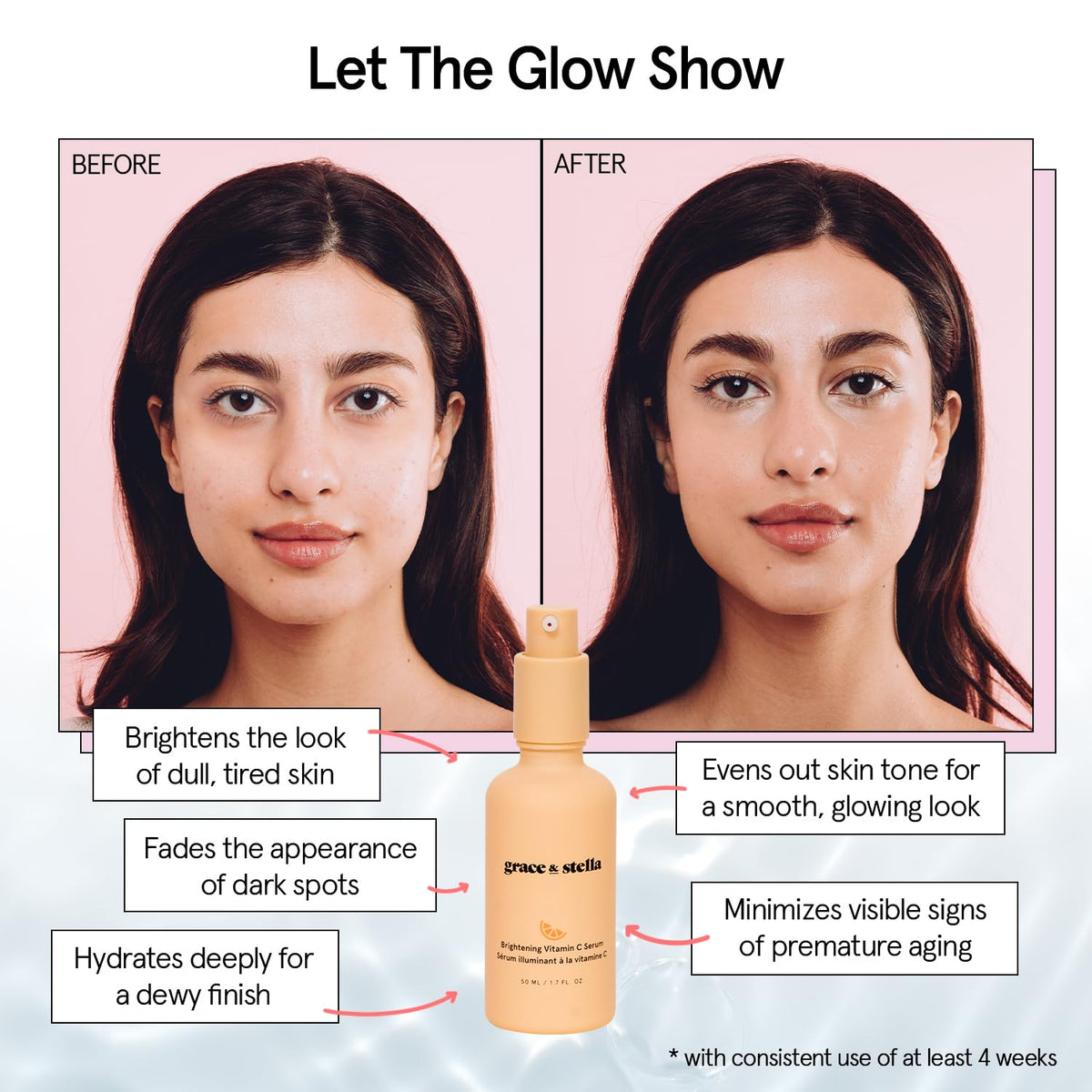 grace & stella dropper releasing serum to show lightweight texture
