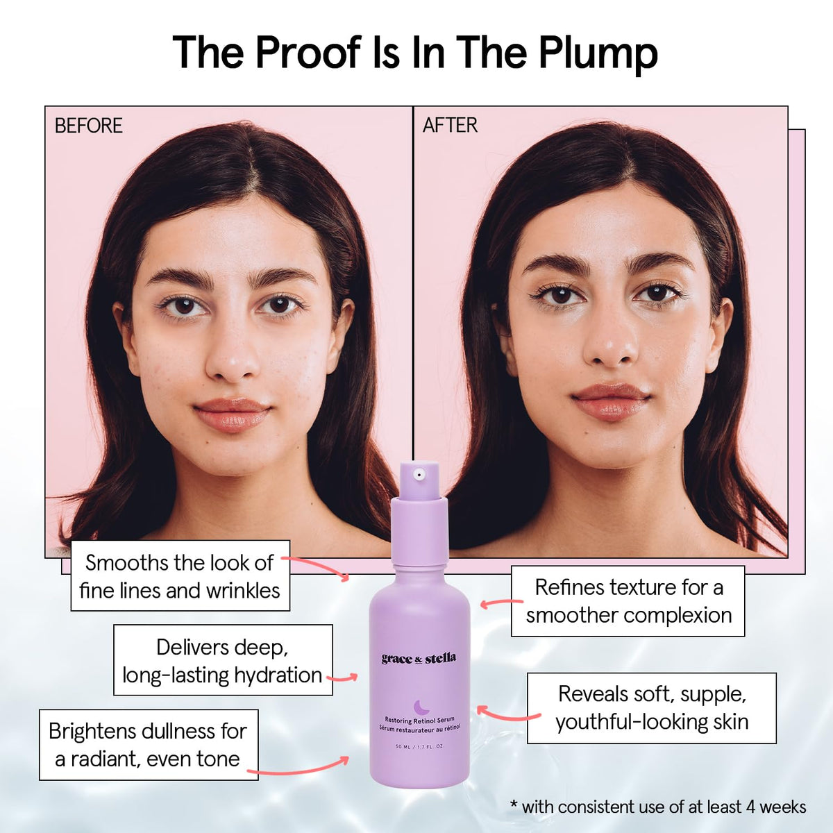 grace & stella serum texture close-up highlighting smooth hydrating formula