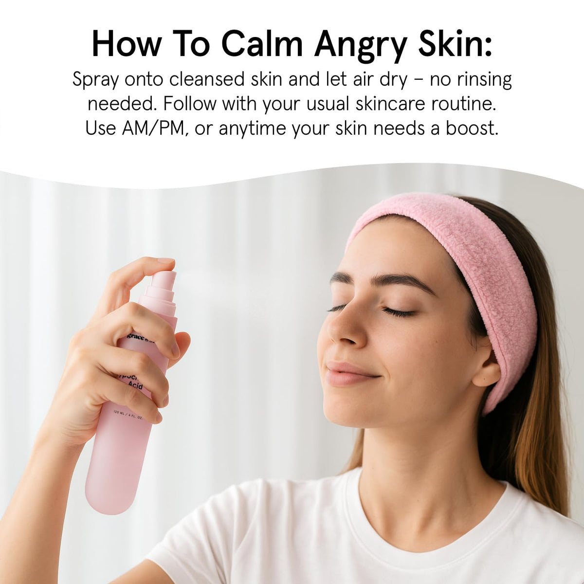 grace & stella droplet on skin demonstrating quick absorbency and non-sticky finish