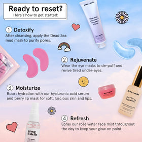 grace & stella full travel kit flatlay ready to pack for on-the-go self care