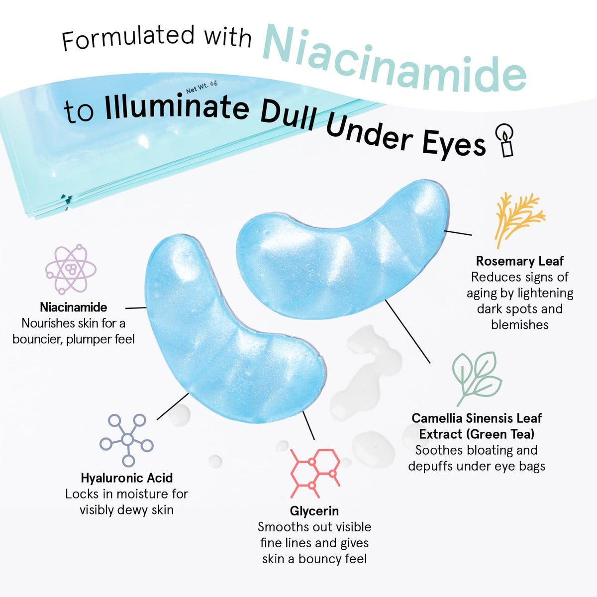 grace & stella patch applied under eye demonstrating instant cooling benefit