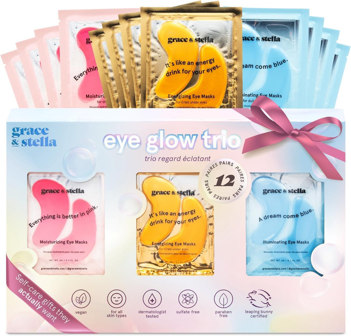 grace & stella front packaging showing 12 pairs, gift-ready and convenient