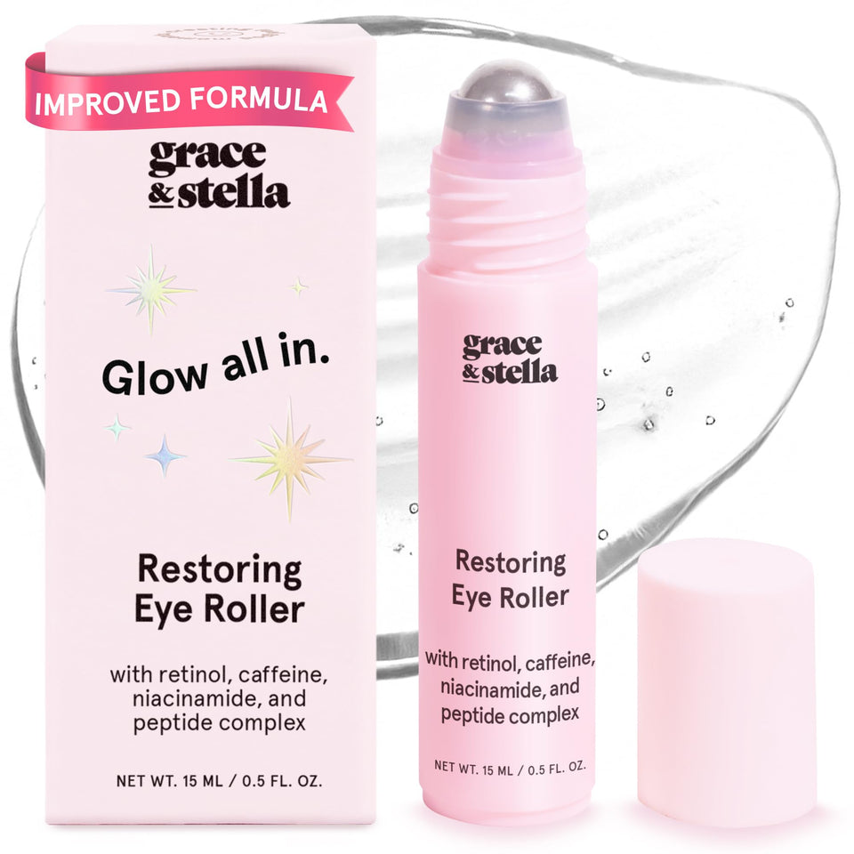grace & stella front packaging showing compact 15ml roller and travel-ready benefit